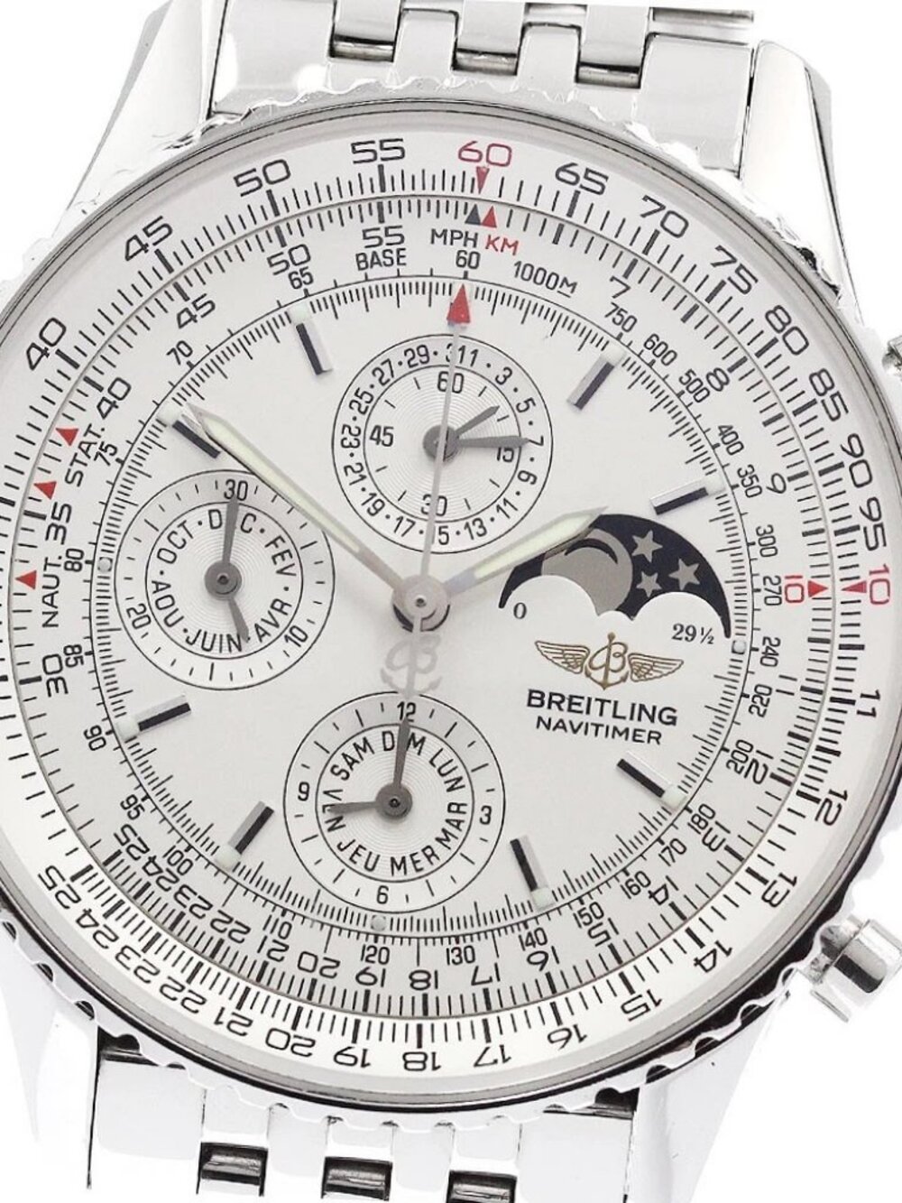 BREITLING Navitimer Olympus A19340 Moon phase Silver Dial Automatic Men's_952096